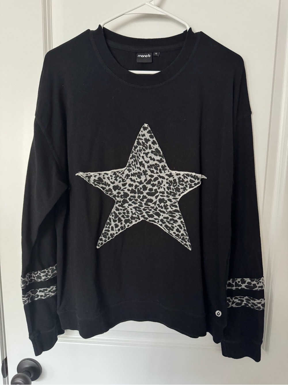 Mono B Black Sweatshirt with Leopard-Print Star